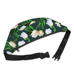 White Tulip Pattern Print Fanny Pack