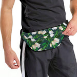 White Tulip Pattern Print Fanny Pack