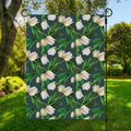 White Tulip Pattern Print Garden Flag