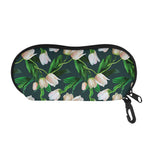 White Tulip Pattern Print Glasses Case