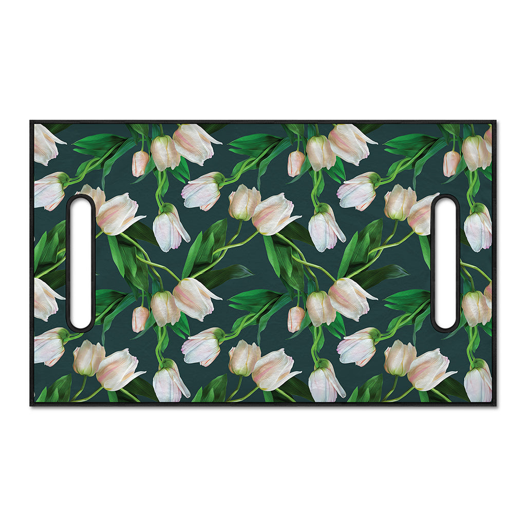 White Tulip Pattern Print Golf Cart Seat Cover