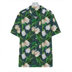 White Tulip Pattern Print Hawaiian Shirt