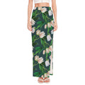 White Tulip Pattern Print High Slit Maxi Skirt