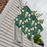 White Tulip Pattern Print House Flag