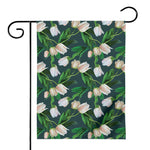 White Tulip Pattern Print House Flag