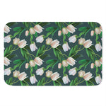White Tulip Pattern Print Indoor Door Mat