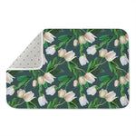 White Tulip Pattern Print Indoor Door Mat