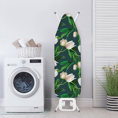 White Tulip Pattern Print Ironing Board Cover
