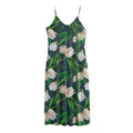White Tulip Pattern Print Jersey Midi Cami Dress