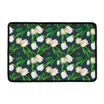 White Tulip Pattern Print Kitchen Mat