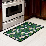 White Tulip Pattern Print Kitchen Mat
