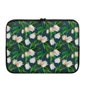 White Tulip Pattern Print Laptop Sleeve