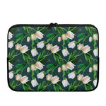 White Tulip Pattern Print Laptop Sleeve