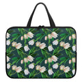 White Tulip Pattern Print Laptop Sleeve With Handle