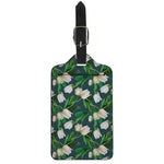 White Tulip Pattern Print Luggage Tag