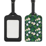 White Tulip Pattern Print Luggage Tag