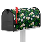 White Tulip Pattern Print Mailbox Cover