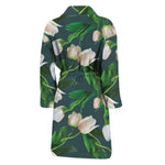 White Tulip Pattern Print Men's Bathrobe