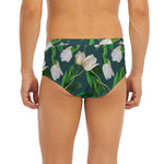 White Tulip Pattern Print Men's Briefs