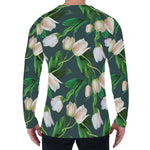 White Tulip Pattern Print Men's Long Sleeve T-Shirt