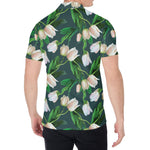 White Tulip Pattern Print Men's Shirt