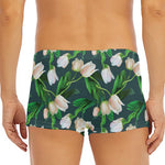 White Tulip Pattern Print Men's Short Boxer Briefs