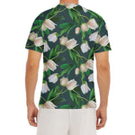White Tulip Pattern Print Men's Short Sleeve Rash Guard