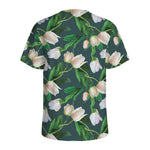 White Tulip Pattern Print Men's Sports T-Shirt
