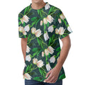White Tulip Pattern Print Men's Velvet T-Shirt