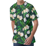 White Tulip Pattern Print Men's Velvet T-Shirt