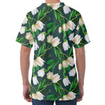 White Tulip Pattern Print Men's Velvet T-Shirt