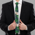 White Tulip Pattern Print Necktie