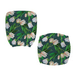 White Tulip Pattern Print Office Chair Cover