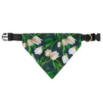 White Tulip Pattern Print Over The Collar Dog Bandana
