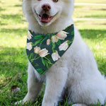 White Tulip Pattern Print Over The Collar Dog Bandana