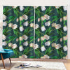 White Tulip Pattern Print Pencil Pleat Curtains