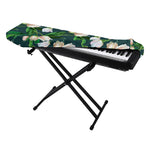White Tulip Pattern Print Piano Keyboard Cover