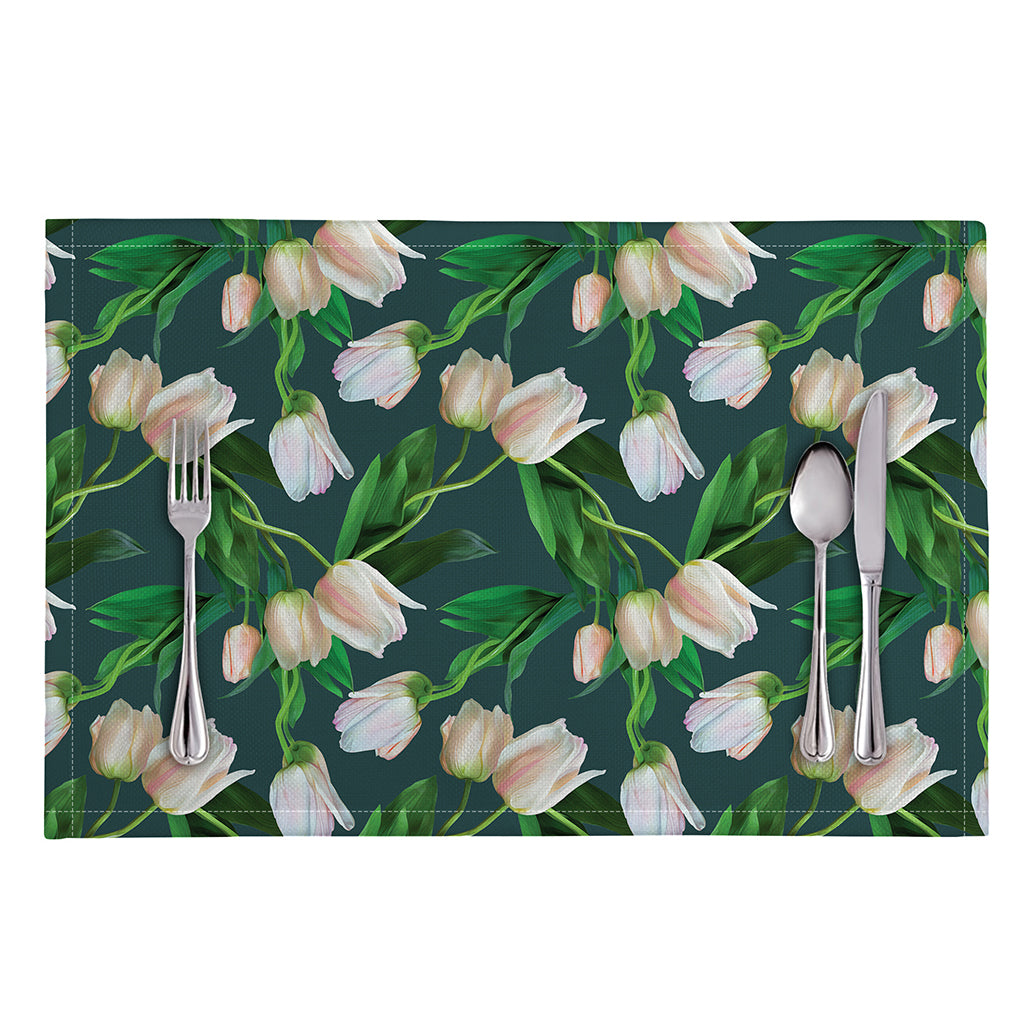 White Tulip Pattern Print Placemat