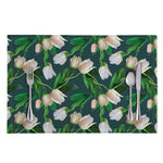 White Tulip Pattern Print Placemat
