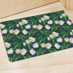 White Tulip Pattern Print Polyester Doormat