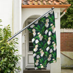 White Tulip Pattern Print Polyester Flag
