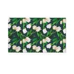 White Tulip Pattern Print Polyester Flag
