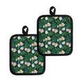 White Tulip Pattern Print Pot Holders