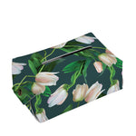 White Tulip Pattern Print Rectangle Tissue Box Cover