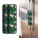 White Tulip Pattern Print Refrigerator Handle Covers