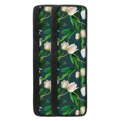 White Tulip Pattern Print Refrigerator Handle Covers