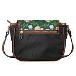 White Tulip Pattern Print Saddle Bag