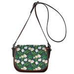 White Tulip Pattern Print Saddle Bag