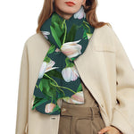 White Tulip Pattern Print Scarf