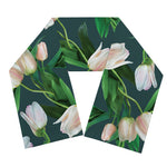 White Tulip Pattern Print Scarf